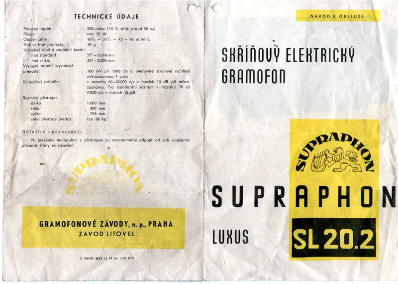 Skov elektrick gramofon Supraphon SL 20.2 - Fotografie . 4